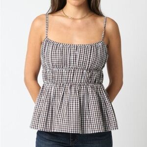 Olivaceous Black and White Checkered Camisole